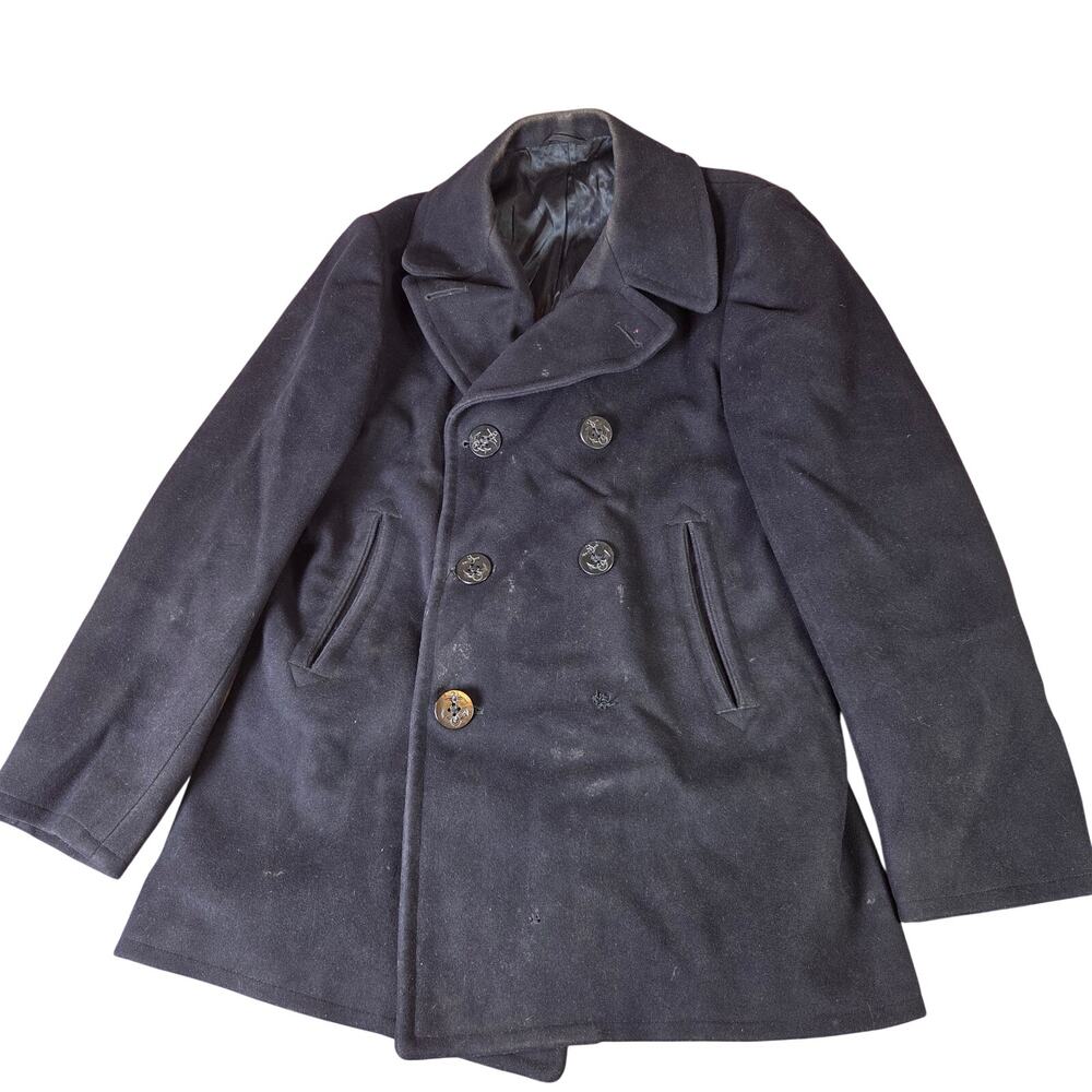 U.S. Navy Wool Kersey Peacoat Mens 38R Vietnam Era 1968–1972